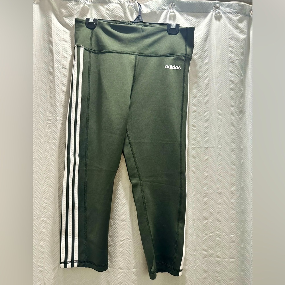 Adidas 3 Stripe 3/4 Tight ‘Legend Earth/White’ Leggings Woman’s Size Large